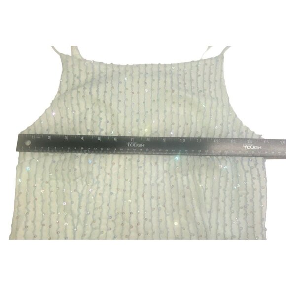 ALEXIA ADMOR Women Sleeveless Sequin Cropped Top Sz 8 White Feminine 94-19 - Picture 5 of 10
